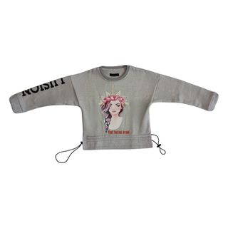 کراپ دخترانه فانتزی یقه گرد طرح یونیکورن مدل Yest Festival با نوشته FASHION روی آستین