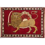 فرش دستباف سایز ذرع و نیم (تمام پشم یلمه طرح شیر و خورشید) کد 5971