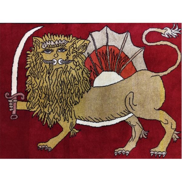 فرش دستباف سایز ذرع و نیم (تمام پشم یلمه طرح شیر و خورشید) کد 5971