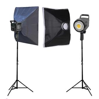کیت دو شاخه ویدیو لایت نورپردازی مدل bk1201 با پایه و سافت باکس 50 در 70