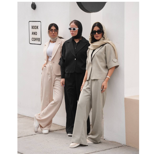 کت و شلوار زنانه مدل نیویورک استایل، پارچه کرپ جودون، کیفیت عالی، قیمت مناسب