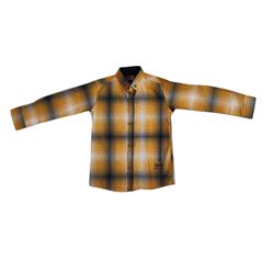 پیراهن پسرانه چهارخانه زرد مشکی سفید مدل EUCHE آستین بلند