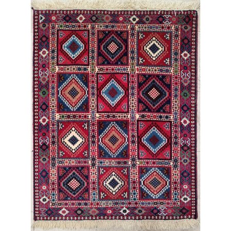 فرش دستباف سایز ذرع و نیم (تمام پشم یلمه طرح خشتی) کد 1449