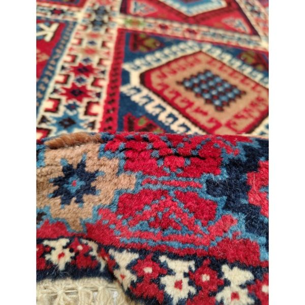 فرش دستباف سایز ذرع و نیم (تمام پشم یلمه طرح خشتی) کد 1449