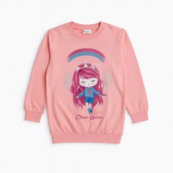 سویشرت دخترانه صورتی طرح یونیکورن برند Pinifun مناسب پاییز و زمستان