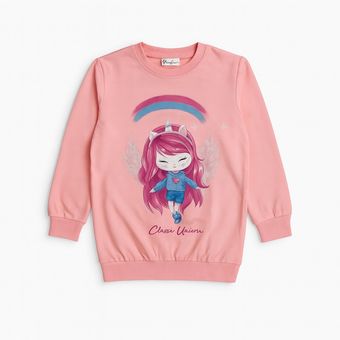 سویشرت دخترانه صورتی طرح یونیکورن برند Pinifun مناسب پاییز و زمستان