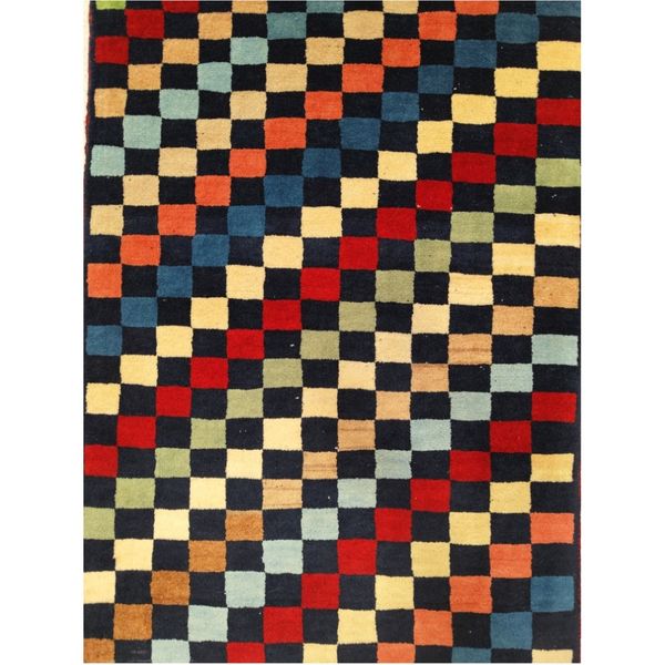 فرش دستباف سایز ذرع و چارک (تمام پشم یلمه‌باف طرح شطرنجی ) کد 5507