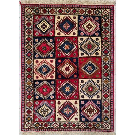 فرش دستباف سایز ذرع و نیم (تمام پشم یلمه طرح خشتی) کد 5978