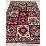 فرش دستباف سایز ذرع و نیم (تمام پشم یلمه طرح خشتی) کد 5978