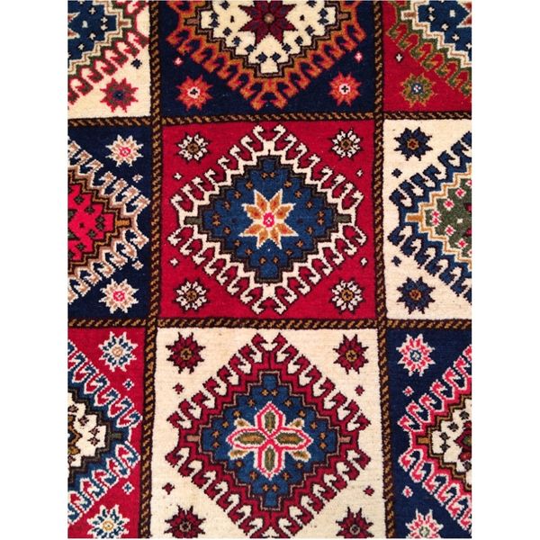 فرش دستباف سایز ذرع و نیم (تمام پشم یلمه طرح خشتی) کد 5978