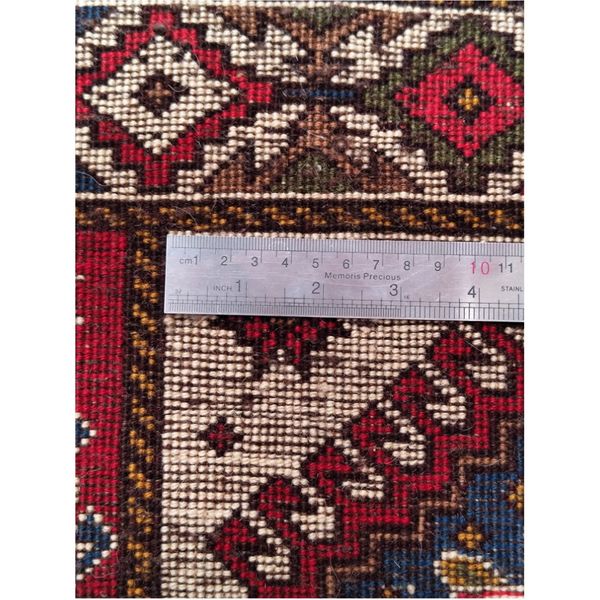 فرش دستباف سایز ذرع و نیم (تمام پشم یلمه طرح خشتی) کد 5978