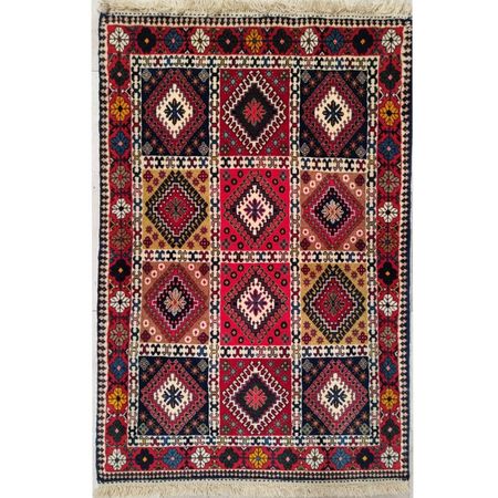 فرش دستباف سایز ذرع و نیم (تمام پشم یلمه طرح خشتی) کد 5977