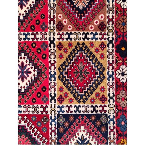 فرش دستباف سایز ذرع و نیم (تمام پشم یلمه طرح خشتی) کد 5977