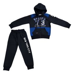 ست ورزشی بچه‌گانه پسرانه | گرمکن سرمه ای | طرح BRKLYN و NEW YORK | اسپرت پاییزی