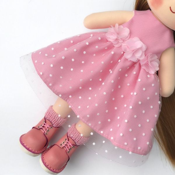 پیراهن صورتی توردار