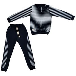 ست بلوز و شلوار بچگانه پسرانه راه راه آبی سرمه‌ای – اسپرت، راحت و مناسب چهار فصل