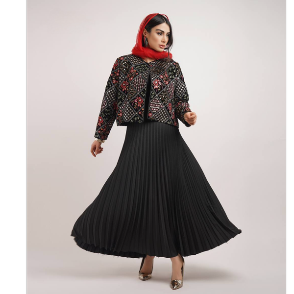 کراپ کت مخمل سوزن دوزی شده