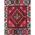 فرش دستباف سایز قالیچه (تمام پشم یلمه طرح دورخلوت لاکی زمینه خشتی) کد 6209