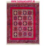 فرش دستباف سایز قالیچه (تمام پشم یلمه طرح دورخلوت لاکی زمینه خشتی) کد 6209