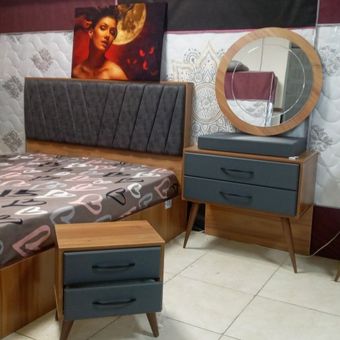 سرویس خواب مدرن با هدبورد مخمل سه‌بعدی – طراحی خاص و متفاوت