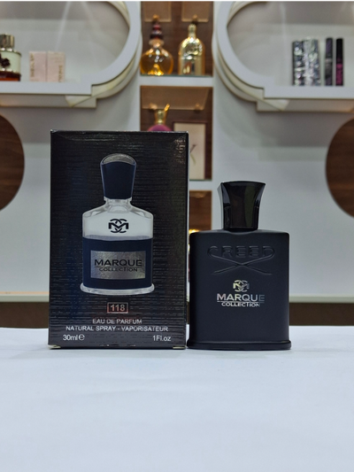 ادکلن مردانه فراگرنس ورد مارکویی کالکشن کرید اونتوس کد 118 (Fragrance world Marque Creed Aventus) حجم 30 میل
