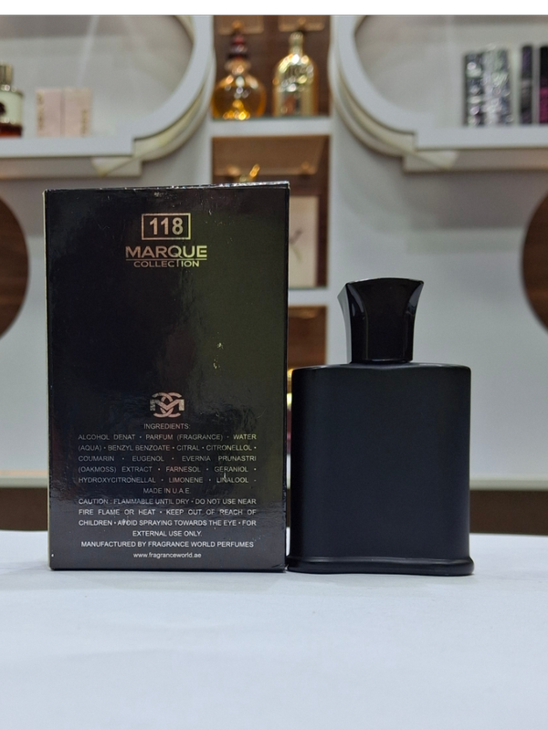 ادکلن مردانه فراگرنس ورد مارکویی کالکشن کرید اونتوس کد 118 (Fragrance world Marque Creed Aventus) حجم 30 میل