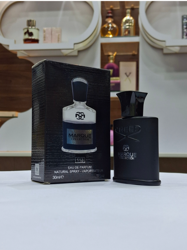 ادکلن مردانه فراگرنس ورد مارکویی کالکشن کرید اونتوس کد 118 (Fragrance world Marque Creed Aventus) حجم 30 میل