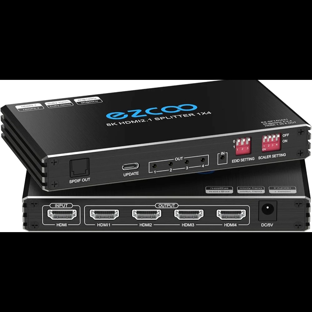 Ezcoo HDMI Splitter 1x4 – توزیع‌کننده حرفه‌ای سیگنال HDMI با قابلیت 4K و 8K اصلی