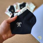 جوراب مچی کبریتی زنانه لبه حریر طرح گلدوزی پاپیون برند وارداتی