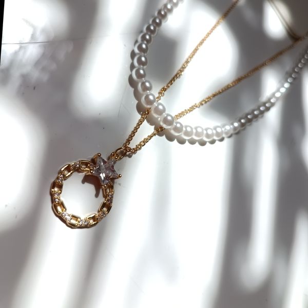 گردنبند مرواریدی دولاین مدل ستاره