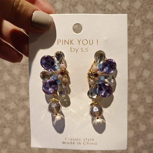 گوشواره جواهری بنفش