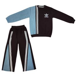 ست بلوز و شلوار ورزشی دورس-جین بچه‌گانه و نوجوان طرح مشابه آدیداس