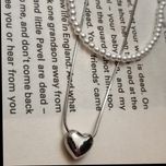 گردنبند دولاین مرواریدی با قلب توپر