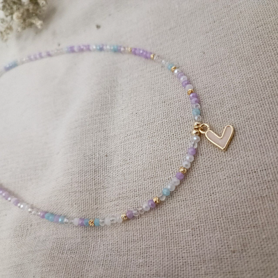 گردنبند سنگ منجوق با آویز قلب