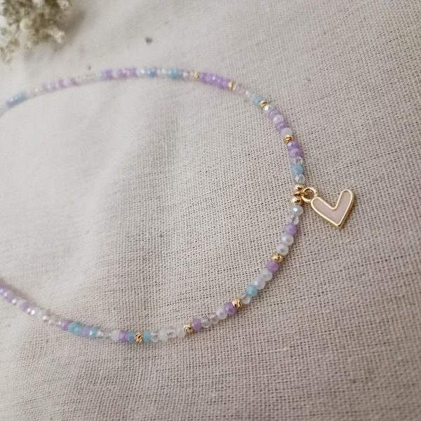 گردنبند سنگ منجوق با آویز قلب