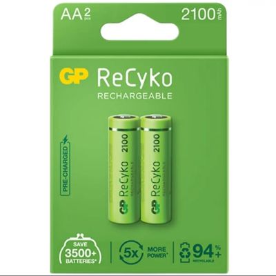 باتری قلمی قابل شارژ جی پی مدل 2100 Rechargeable Recyko بسته دوعددی