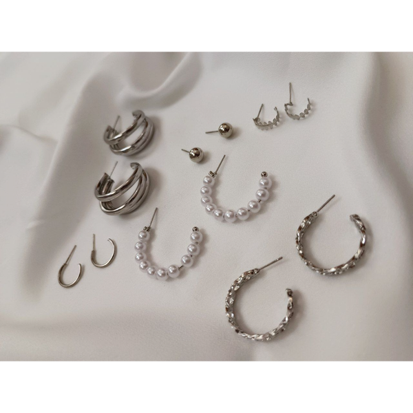 پک گوشواره 6 تایی سیلور مرواریدی