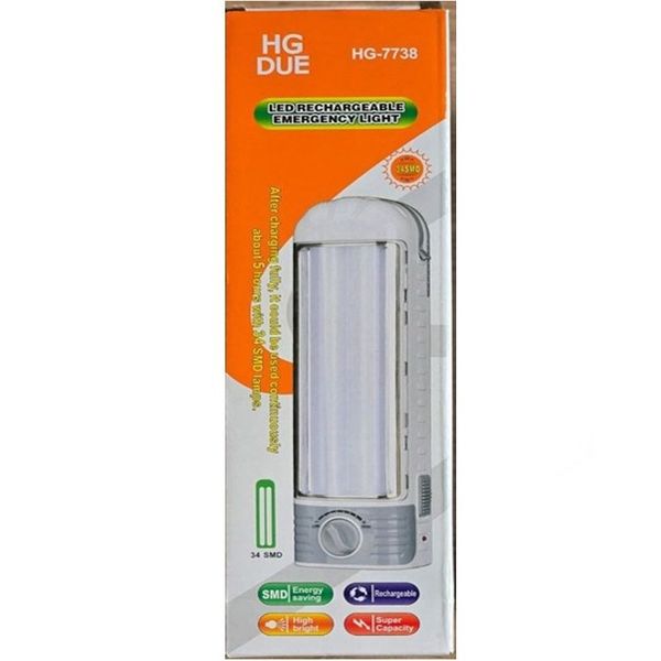 چراغ اضطراری شارژی HG DUE مدل HG-7738 ( با نور مهتابی)