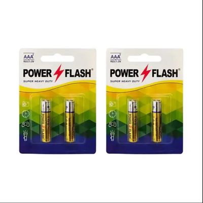 باتری نیم قلمی پاور فلش مدل heavy duty بسته 4 عددی