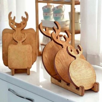 تخته سرو 3تایی گوزنی مدل گرد و مستطیل