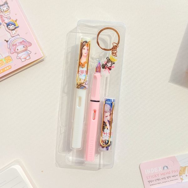 پک خودنویس و دسته کلید طرح دختر انیمه ای کد 301