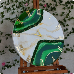 ساعت دیواری رزینی طرح زمرد