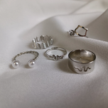 پک انگشتر پنج تایی مدل مار و روباه رنگ سیلور