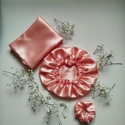 پک سه عددی روبالشی کلاه خواب اسکرانچی جنس ساتن چینی معمولی