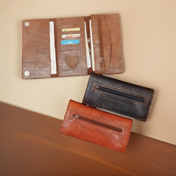 کیف پول  و موبایل چرم دست دوز  سه لت رو زیپ سوگو کد Up25