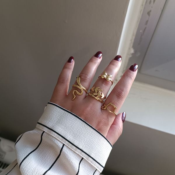 پک انگشتر پنج تایی مدل مار و روباه گلد