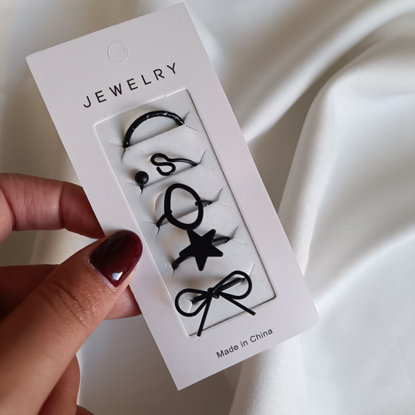 پک انگشتر پنج تایی پاپیون ستاره مشکی