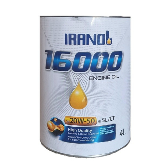 روغن موتور ایرانول مدل 16000 20w50 SL حجم 4 لیتر