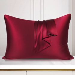 روبالشتی زرشکی ساتن چینی معمولی مدل پاکتی سایز 50.70