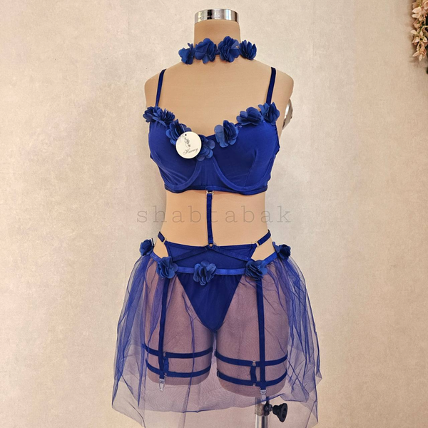 ست فانتزی شکوفه ای و فنردار کد 9011